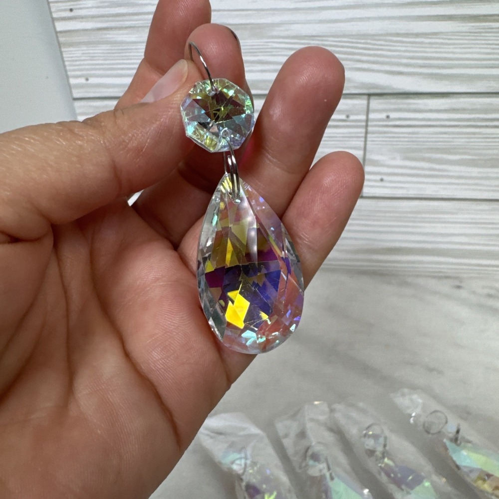 5 Chandelier Crystals Suncatcher 2"Colorful Teardrop Pendants Parts Hanging